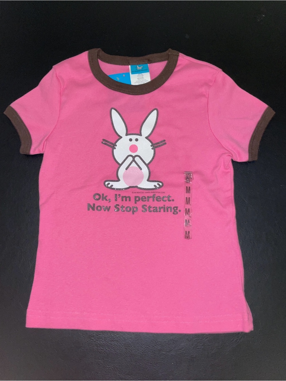 It’s Happy Bunny Ok I’m Perfect Now Stop Staring T Shirt Girls Medium NWT